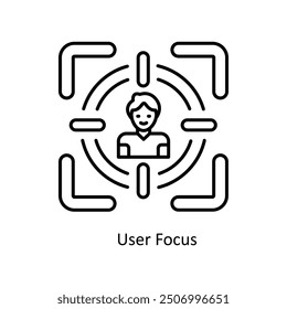 Benutzerfokus, Vektorkontur Symbol, Entwurfsgrafik. Smart Home und Technologie Symbol auf weißem Hintergrund EPS 10 Datei