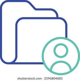 User Folder outline dual color vector illustration icon design