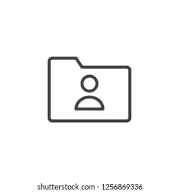 User folder outline icon. linear style sign for mobile concept and web design.  User private Folder simple line vector icon. Symbol, logo illustration. Pixel perfect vector graphics