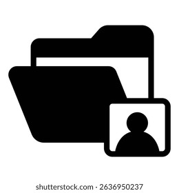 User folder solid icon, remote work concept. Vector graphics. Employee person profile case, file folder sign on white background, style mobile or design