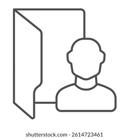 User folder thin line icon, windows pack concept. Vector graphics. Folder and man avatar, personal data sign on white background, linear style icon for mobile or web design