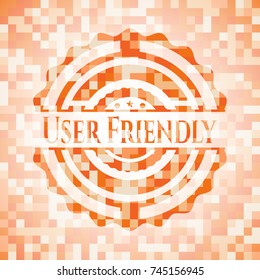 User Friendly abstract orange mosaic emblem