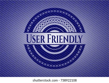 User Friendly badge with denim background
