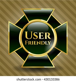 Emblema dorado brillante amigable con el usuario