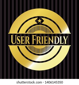 User Friendly golden emblem. Vector Illustration. Detailed.