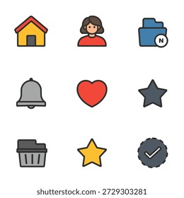 Conjunto de iconos fáciles de usar para el hogar y la gestión personal