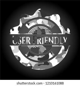 User Friendly on grey camo pattern