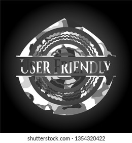 User Friendly on grey camo pattern