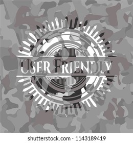 User Friendly on grey camouflaged pattern