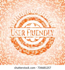 User Friendly orange mosaic emblem with background