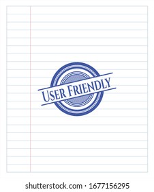 User Friendly pen draw. Blue ink. Vector Illustration. Detailed.