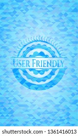 User Friendly realistic light blue mosaic emblem