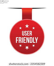 User Friendly red vector banner illustration isolated on white background
