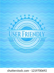 User Friendly sky blue water wave style badge.