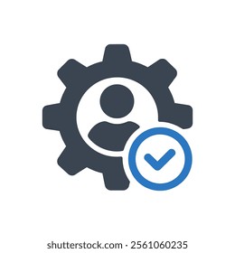 User Gear Approval Icon On White Background