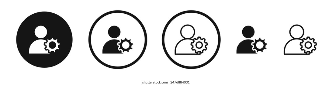 User gear flat liner icon set.