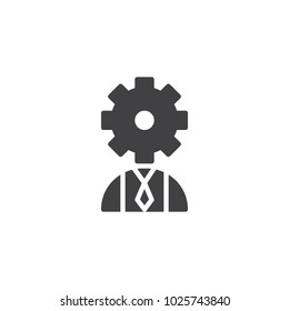 User with gear head vector icon. filled flat sign for mobile concept and web design. User settings simple solid icon. Memory symbol, logo illustration. Pixel perfect vector graphics