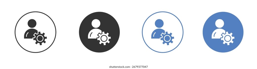 Colección de icono de engranaje de usuario para App en colores negro y azul