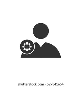 User with Gear icon flat. Illustration isolated vector sign symbol