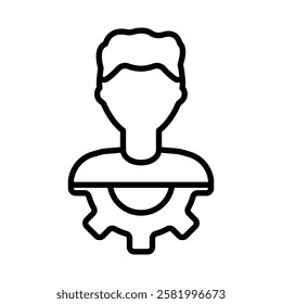 User and gear icon Flat vector set outline