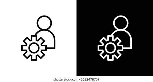 Ícone de engrenagem do usuário forma gráfico simples clipart símbolo. linha fina contorno arte