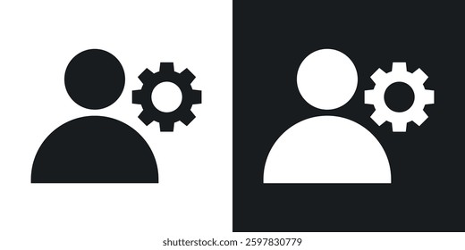 User gear icon symbol collection on white background.