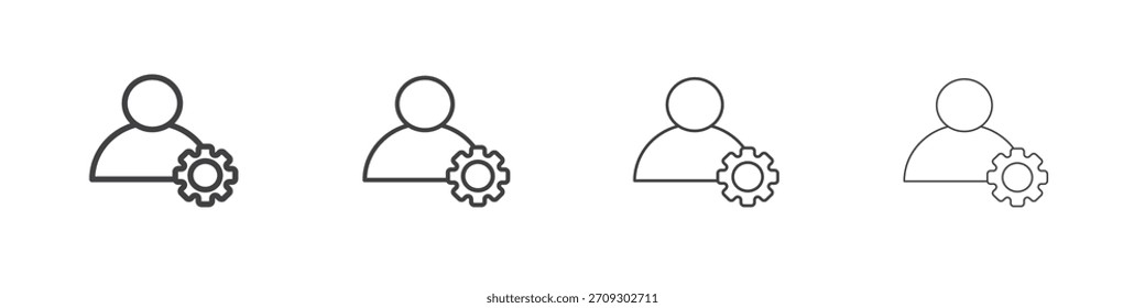 Ícone de engrenagem do usuário coleção de vetor, modelo de logotipo ilustração no estilo de traços editáveis de linha fina na moda.
