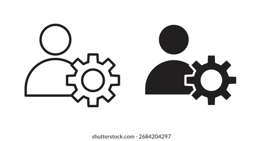 Icono de engranaje de usuario para Diseños web. conjunto de iconos de contorno y Clipart