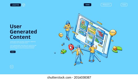 User Generated Content Isometric Landing Page.