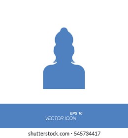 User girl icon in flat style isolated on white background. User symbol for your design and logo. Vector illustration EPS 10.