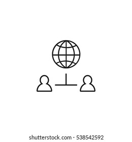 user globe connection outline icon vector sign symbol illustration, can be used for web and mobile desgn