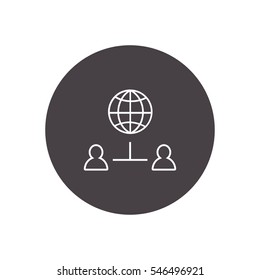 user globe connection outline icon vector sign symbol illustration, can be used for web and mobile desgn
