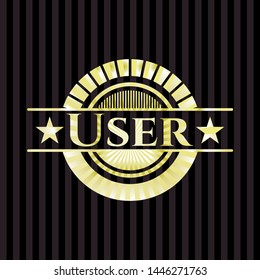 User gold badge or emblem. Vector Illustration. Detailed.