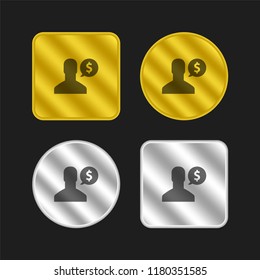 User gold and silver metallic coin logo icon design