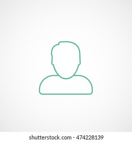 User Green Line Icon On White Background