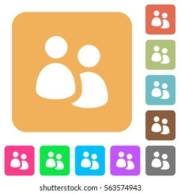 User group flat icons on rounded square vivid color backgrounds.