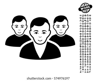 User Group icon with bonus avatar design elements. Vector illustration style is flat iconic black symbols on white background.