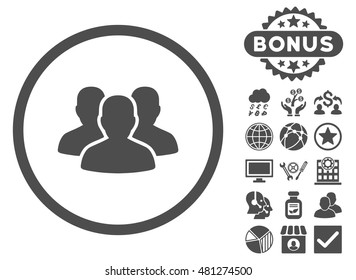 User Group icon with bonus. Vector illustration style is flat iconic symbols, gray color, white background.