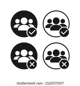 User group icon with checkmark and cross sign. Vector illustration