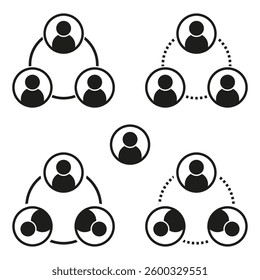 User group icon. Connected profile circle. Social network symbols. Minimal vector design.
