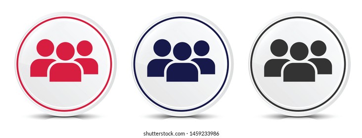 User group icon crystal flat round button set illustration design isolated on white background