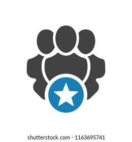 User group icon. Management Business Team Leader Sign. Social Media, Teamwork concept. Star favorite or best choice icon