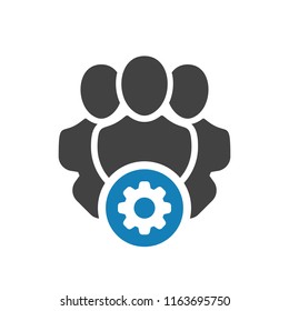 User Group Icon. Management Business Team Leader Sign. Social Media, Teamwork Concept. Settings Icon. Cog Wheel. Icon, Team, Leader, Support, Technical, Business, Cog, Customer, User, Vector