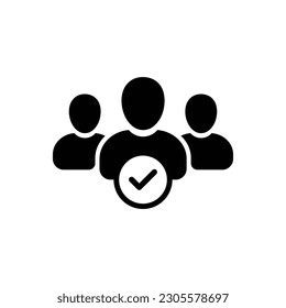 User group icon. Management Business Team Leader Sign. Social Media, Teamwork concept. Check mark sign, check-mark. Person, customer test