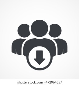 User group icon. Management Business Team Leader Sign. Social Media, Teamwork concept. Download icon. Arrow down