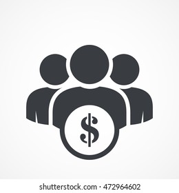 User group icon. Management Business Team Leader Sign. Social Media, Teamwork concept. Dollar sign. Cash icon. Payments