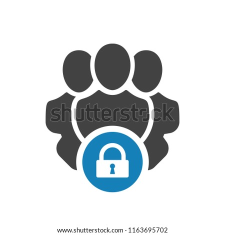 User group icon. Management Business Team Leader Sign. Social Media, Teamwork concept. Lock icon. Padlock. Privacy protection