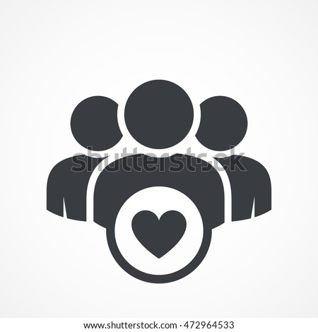 User group icon. Management Business Team Leader Sign. Social Media, Teamwork concept. Customer icon. Love symbol. Health care management. Heart group icon. Wedding group. Happy business team icon