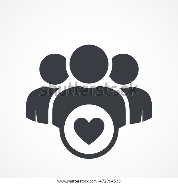 User group icon. Management Business Team Leader\
Sign. Social Media, Teamwork concept. Customer icon. Love symbol.\
Health care management. Heart group icon. Wedding group. Happy\
business team icon