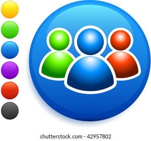 User Group Icon On Round Internet Button Original Vector Illustration 6 Color Versions Included